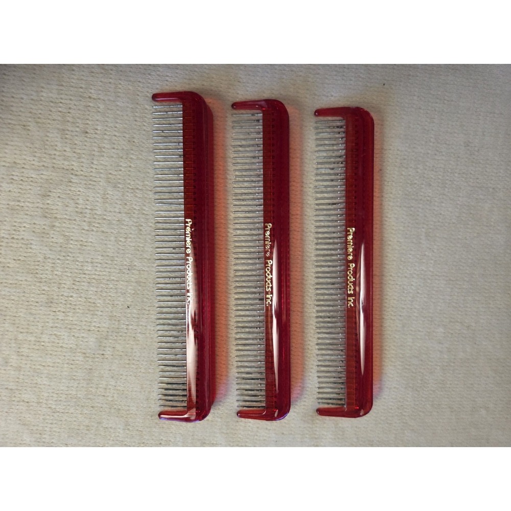 Vtg Premiere Products Metal Pin Wig Comb Red Handle Professional SFX Hair Tool